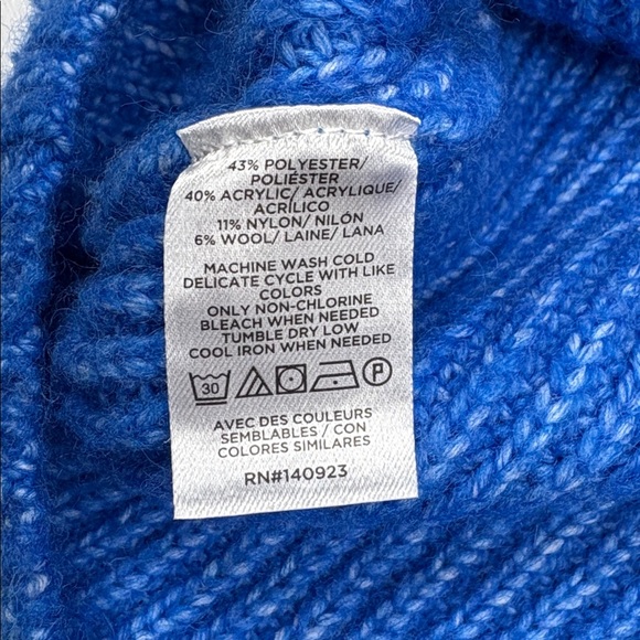 Ann Taylor LOFT Chunky Knit Boatneck Relaxed Pullover Sweater Blue Medium Petite - Picture 7 of 7